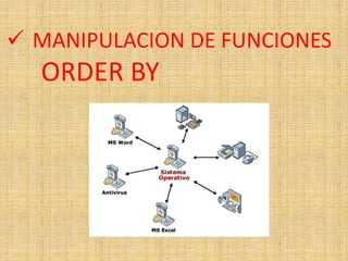  MANIPULACION DE FUNCIONES
  ORDER BY
 