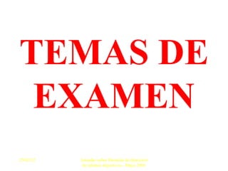 TEMAS DE EXAMEN 25/02/12 Jornadas sobre fórmulas de detección de talentos deportivos - Mayo 2001 