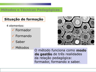 Procura a metodologia mais adequada a cada momento da formaçãoMódulo 5 de 13.:: Sessões 14 e 15Metodologia pedagógicaOrienta a tarefa de comunicar os conteúdos;
