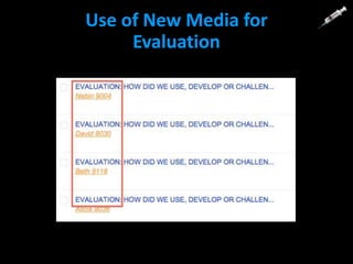 Use of New Media for
Evaluation
 
