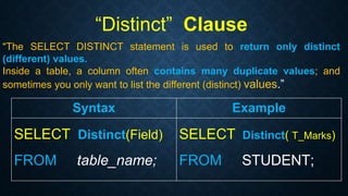 Select Clause | PPT