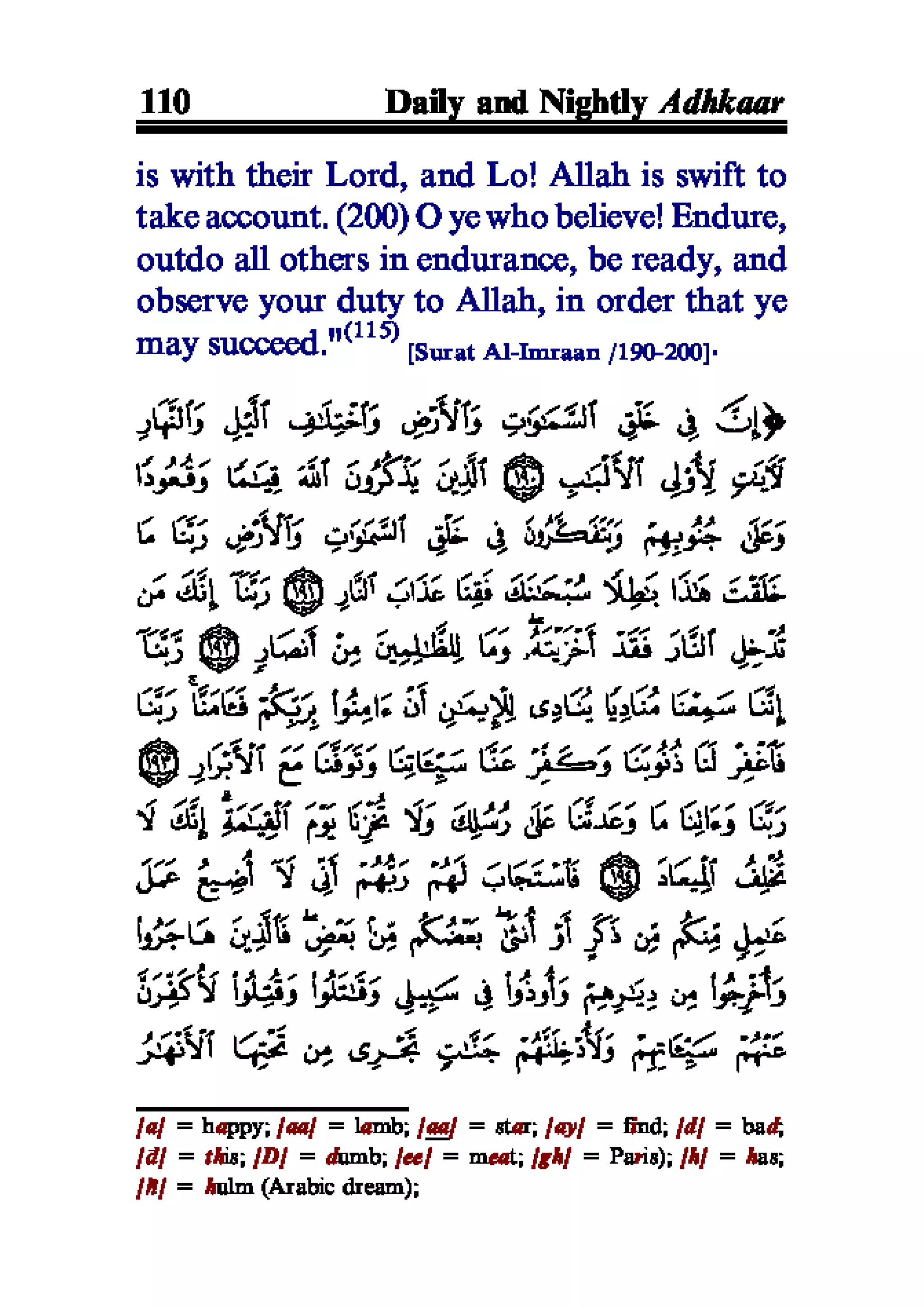 Selected adhkaar situations & supplications