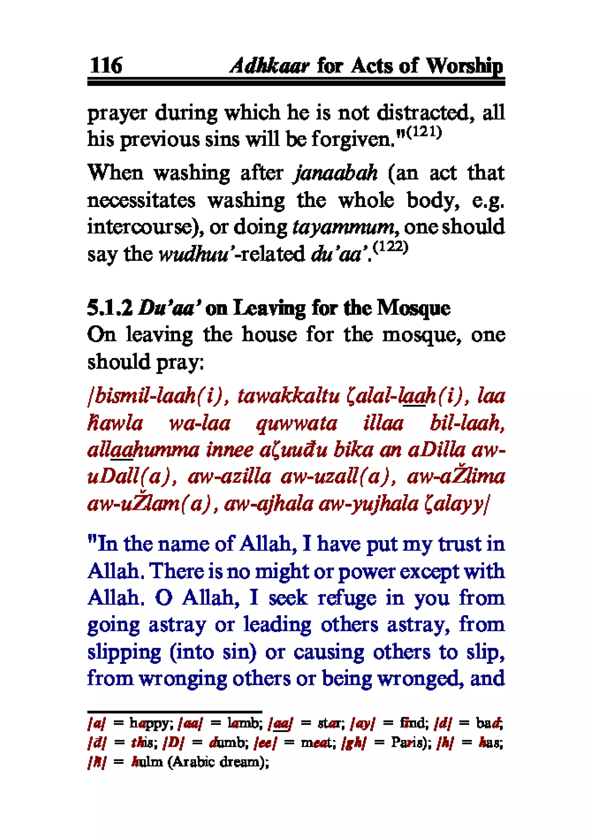 Selected adhkaar situations & supplications