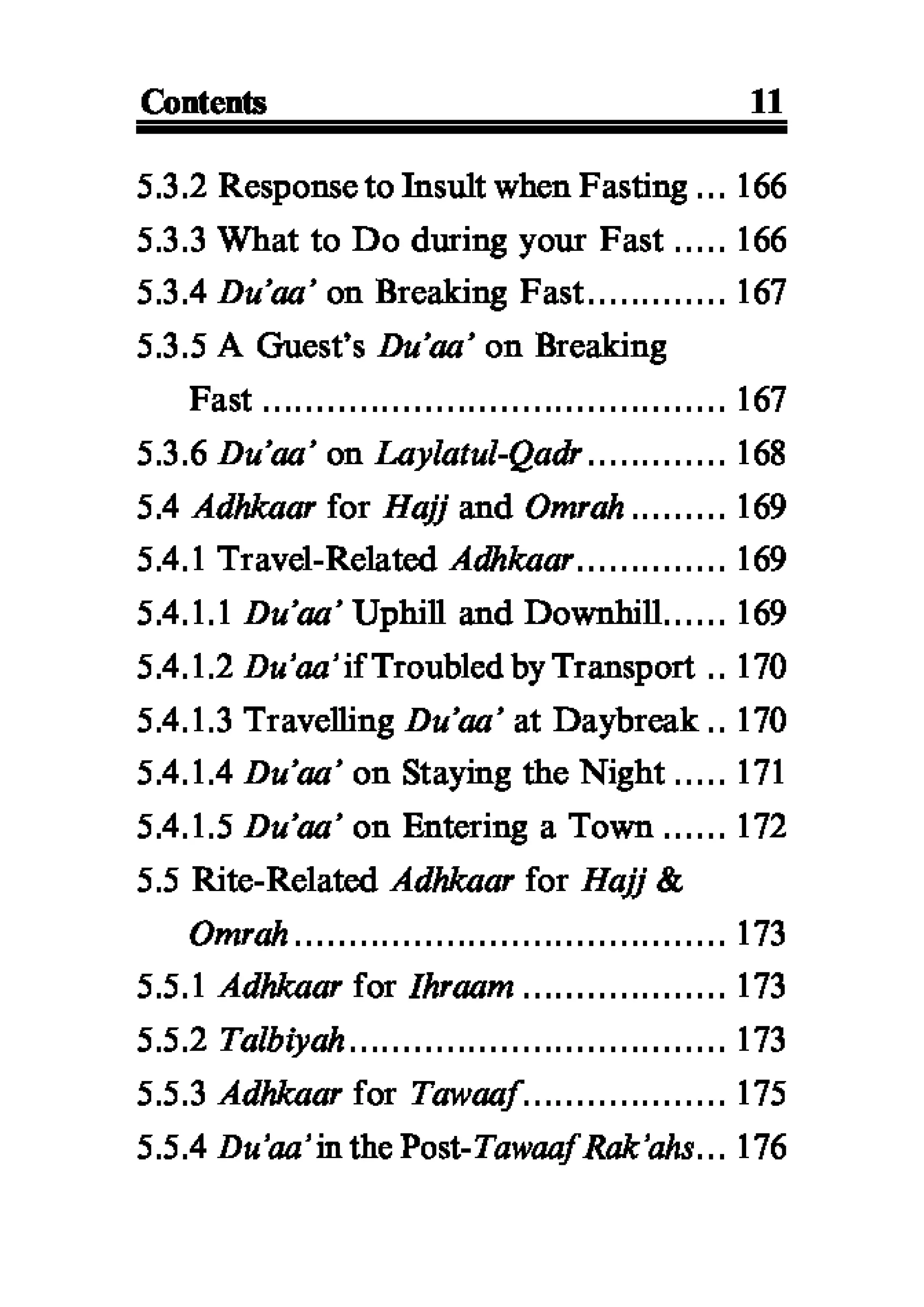 Selected adhkaar situations & supplications