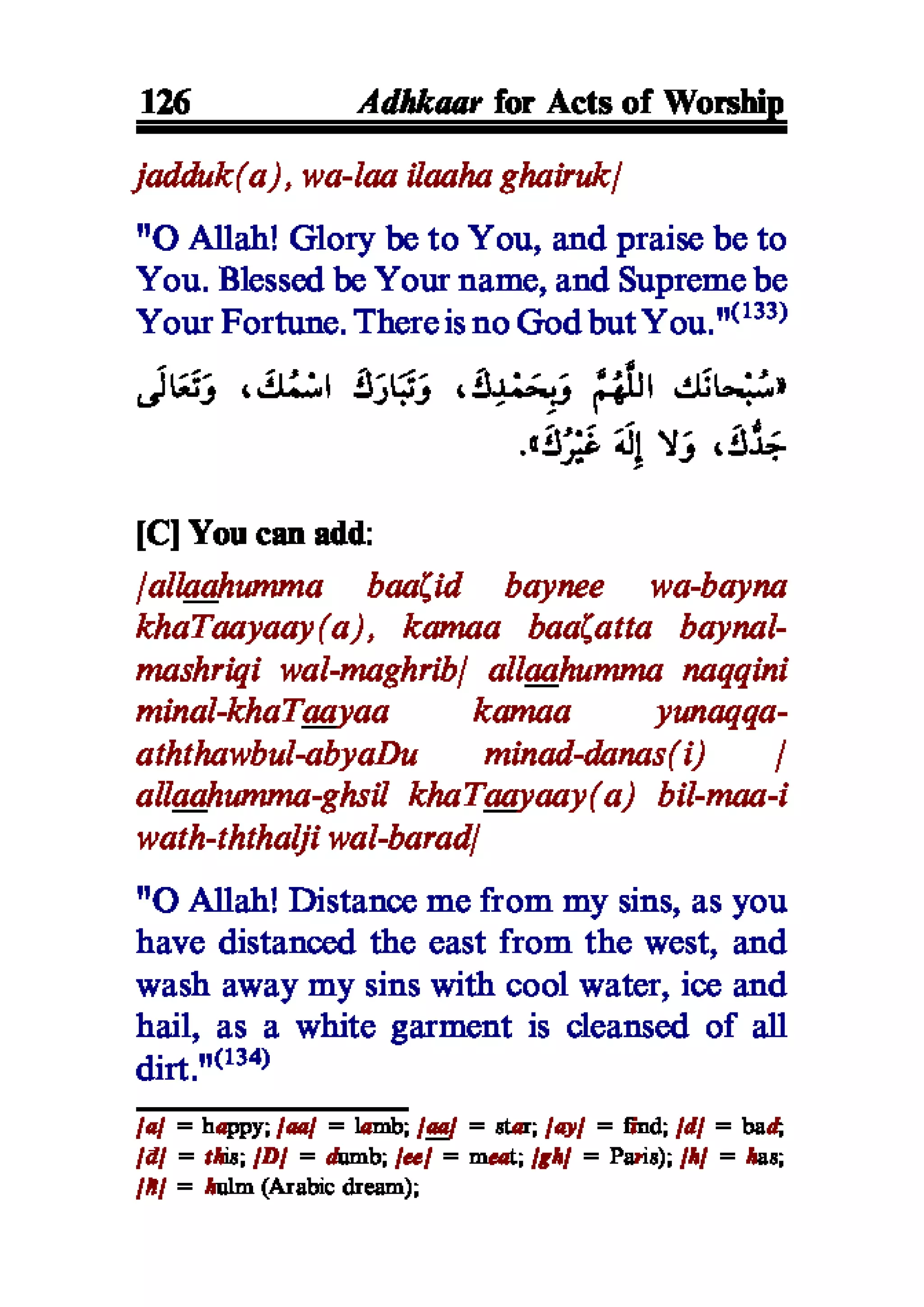 Selected adhkaar situations & supplications