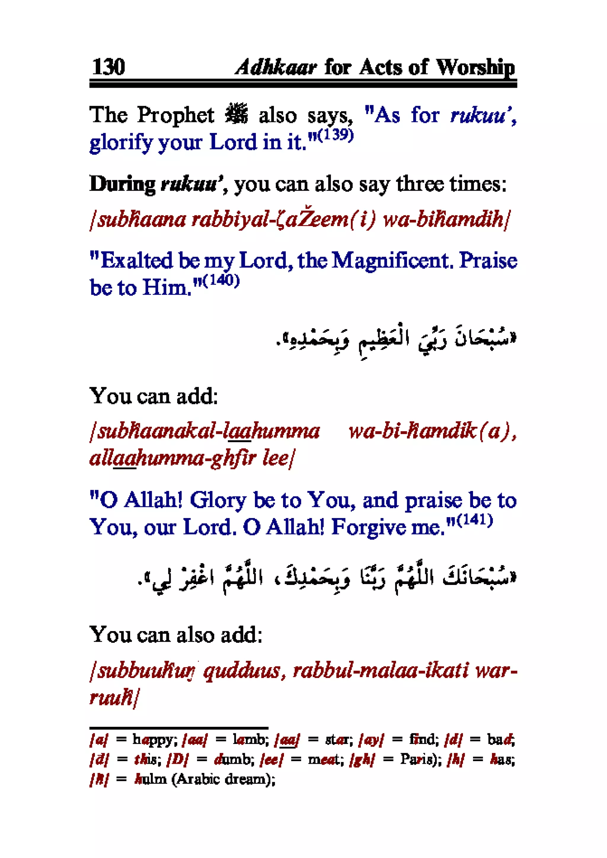 Selected adhkaar situations & supplications