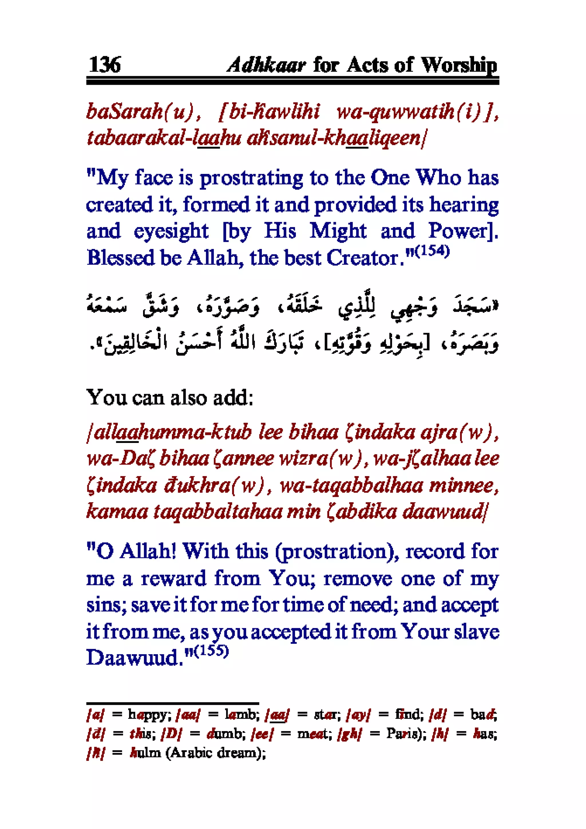 Selected adhkaar situations & supplications