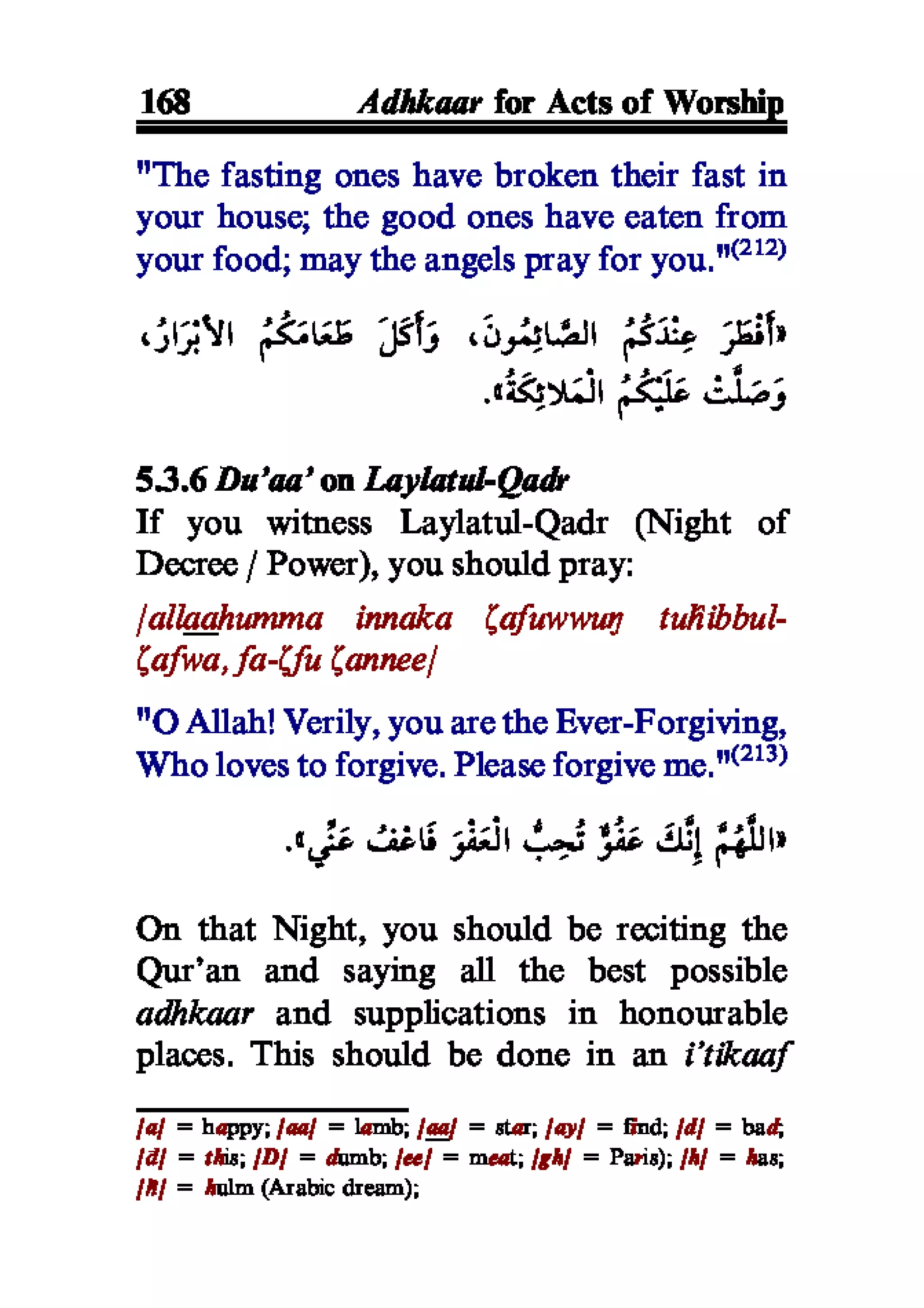 Selected adhkaar situations & supplications