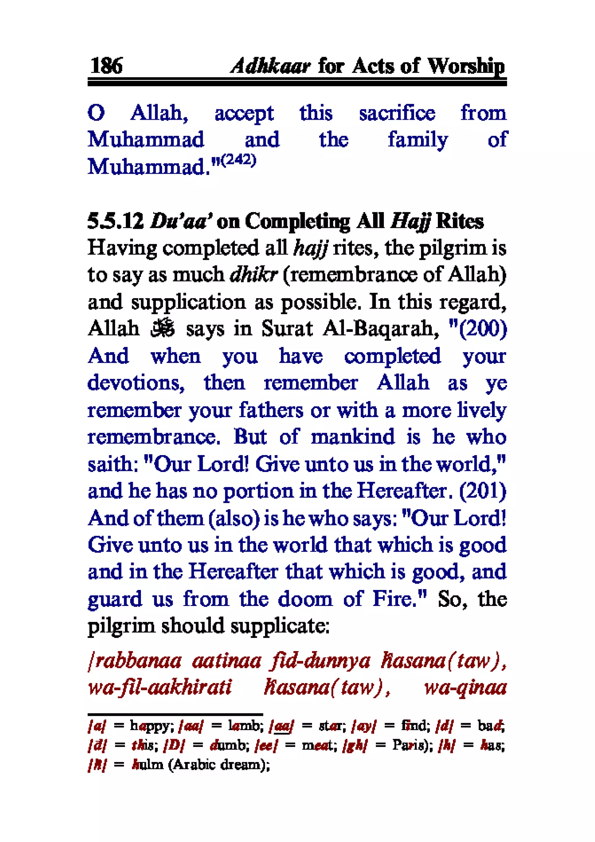 Selected adhkaar situations & supplications