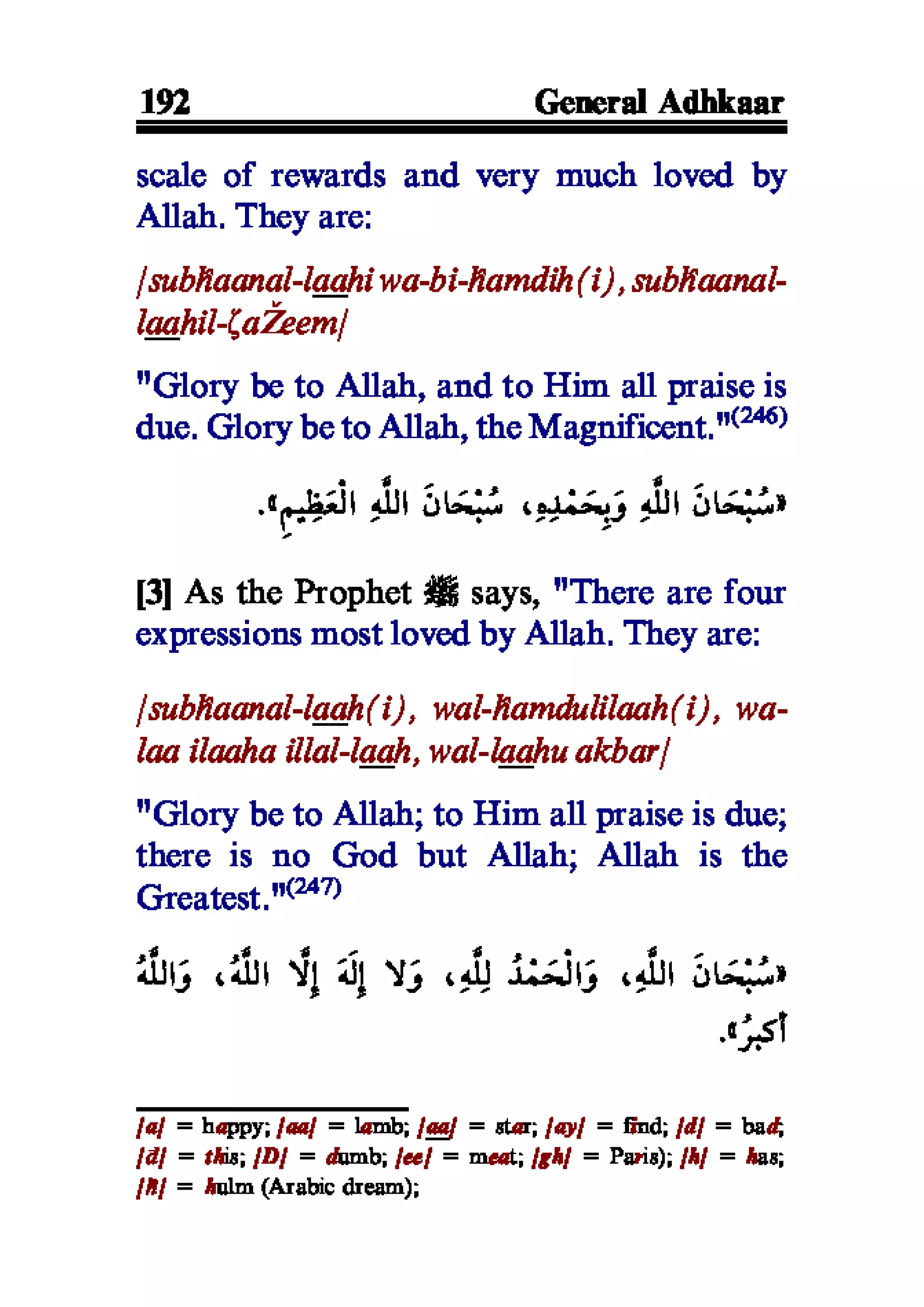Selected adhkaar situations & supplications