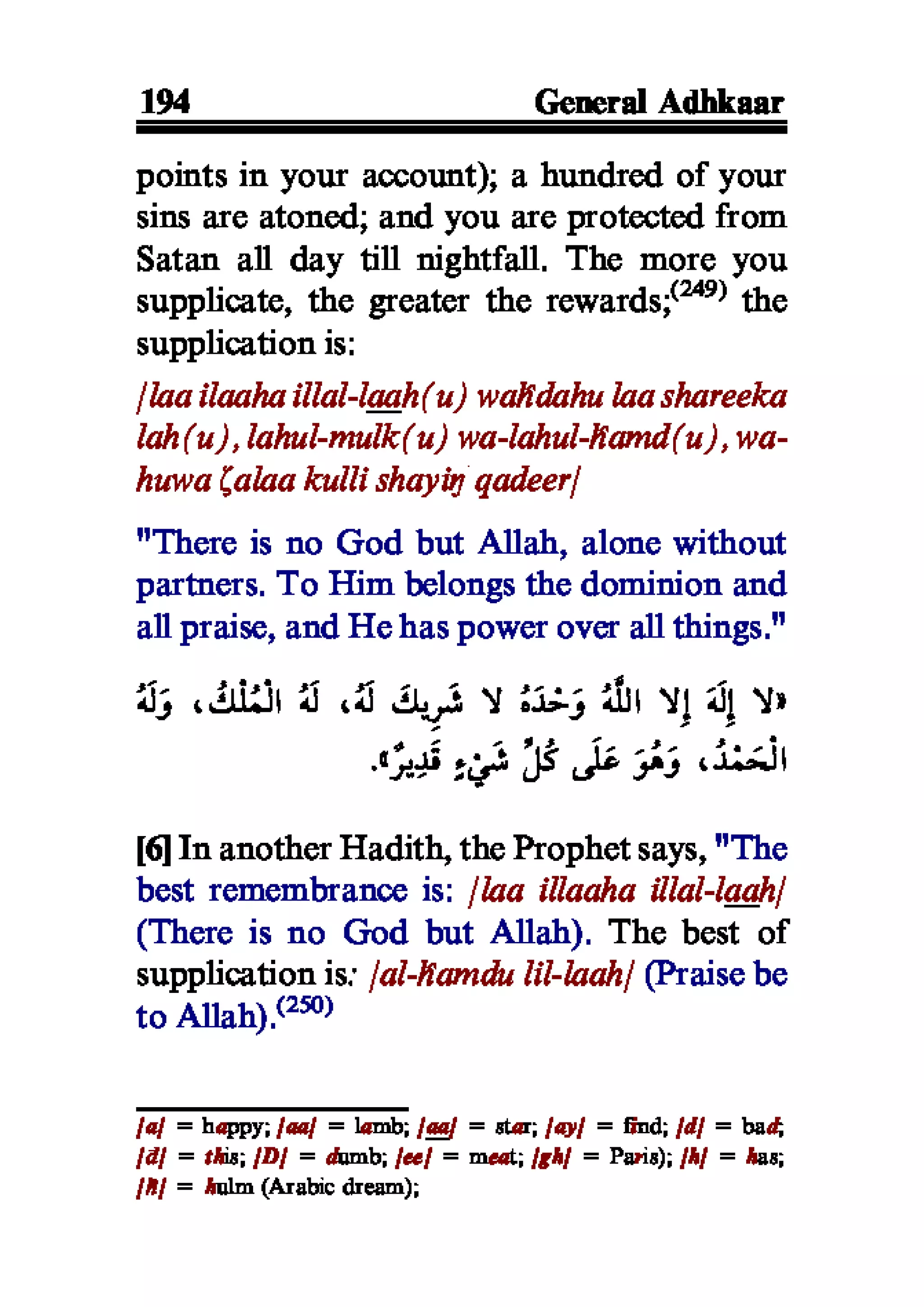 Selected adhkaar situations & supplications