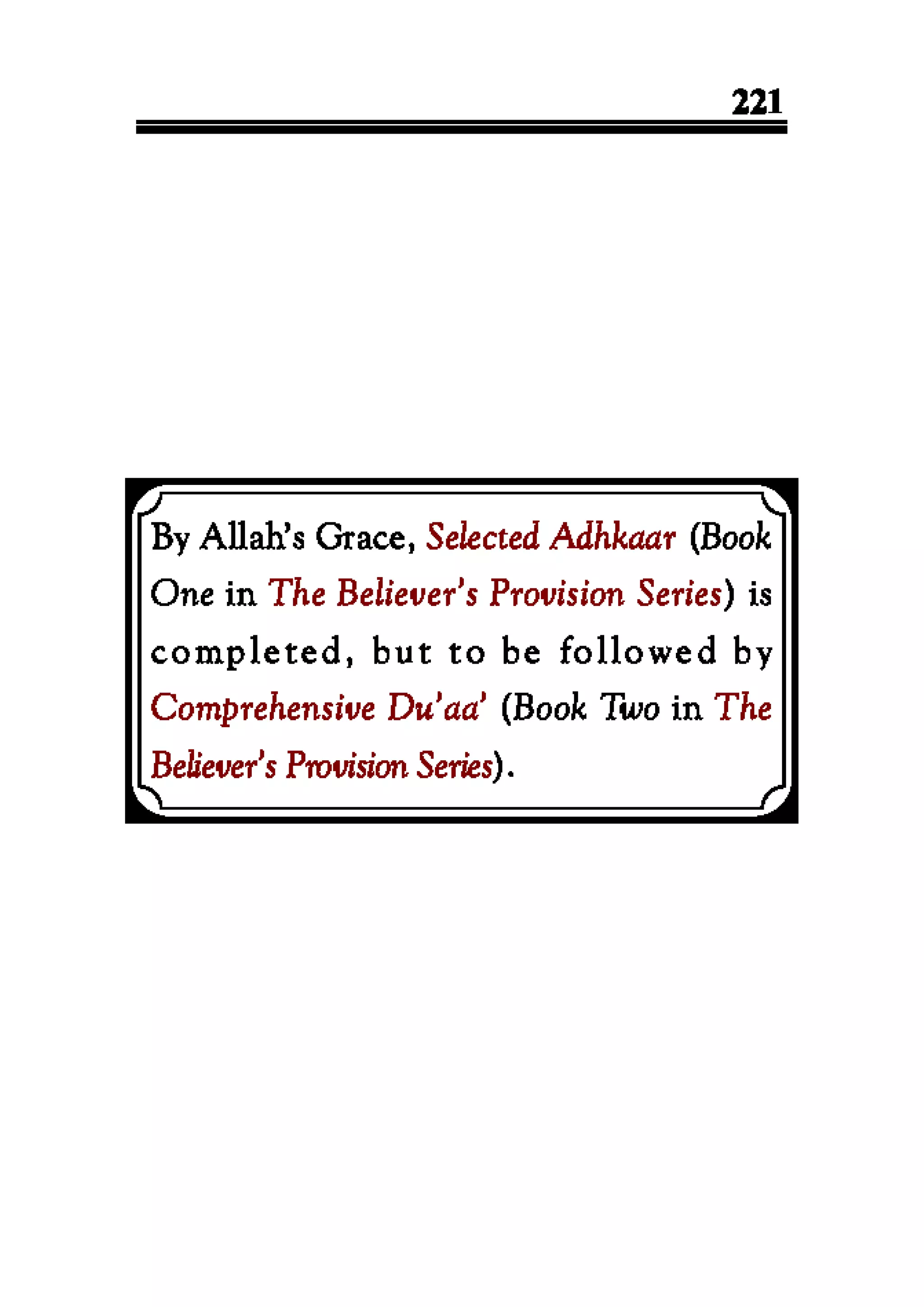 Selected adhkaar situations & supplications