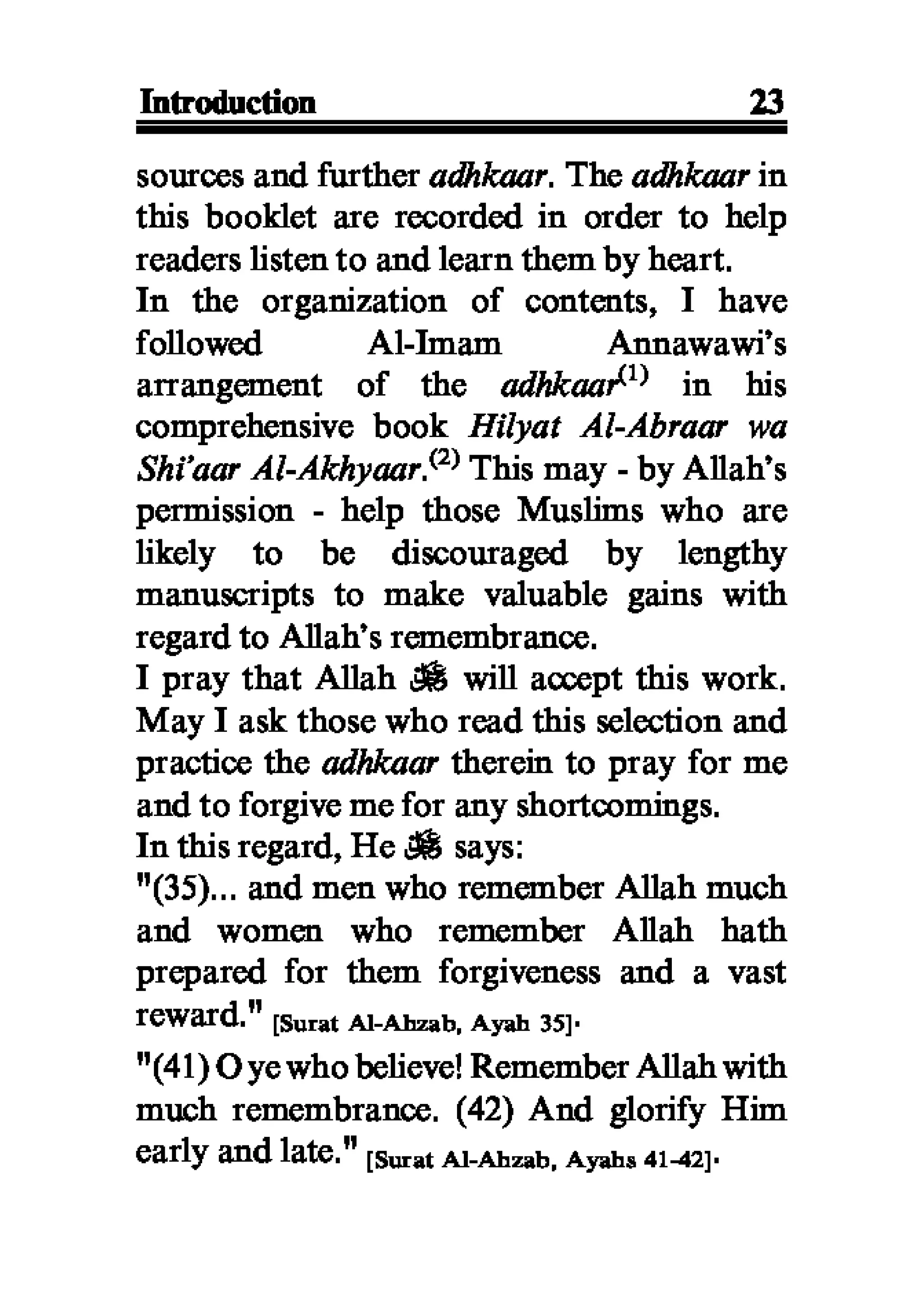Selected adhkaar situations & supplications