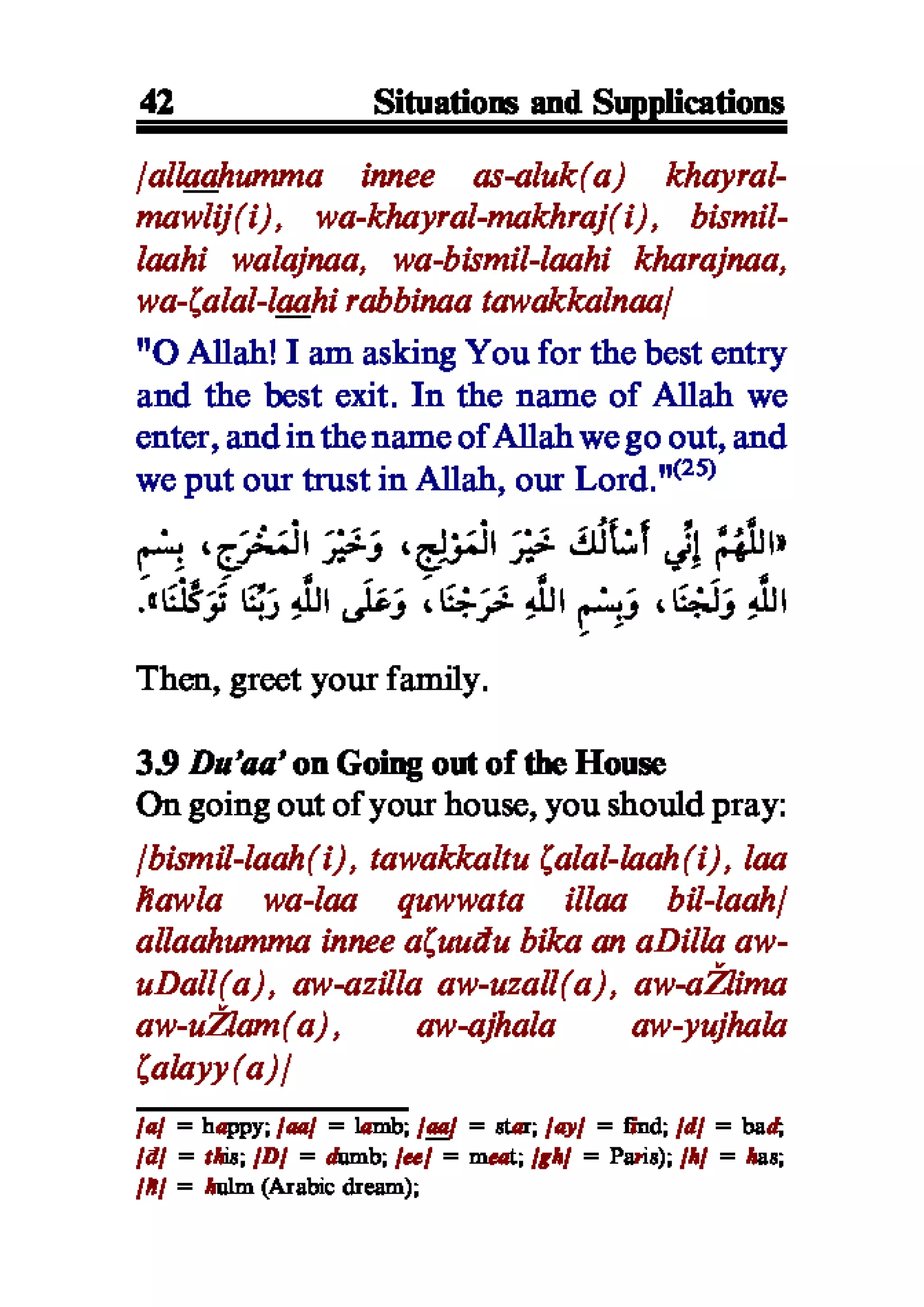 Selected adhkaar situations & supplications