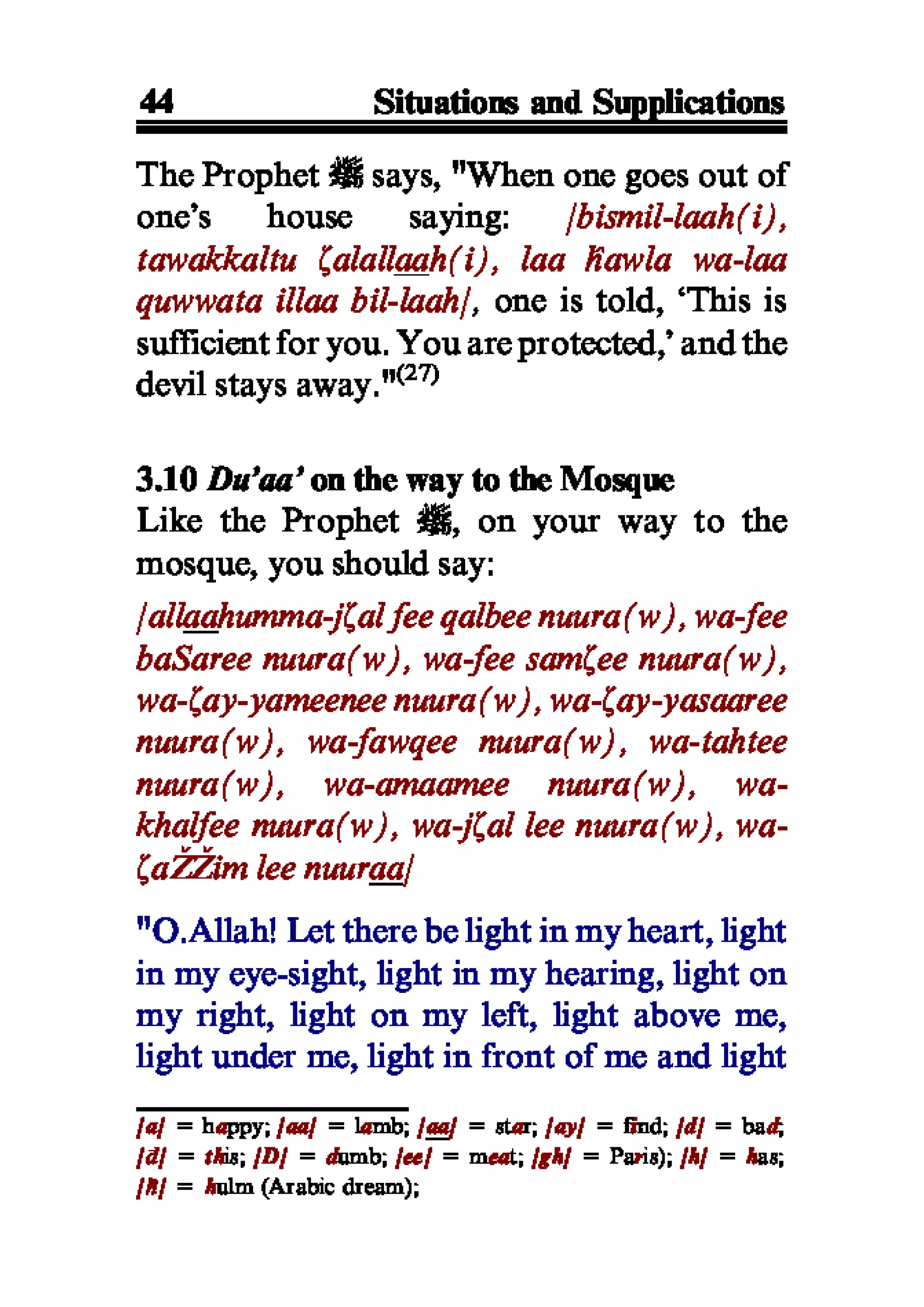 Selected adhkaar situations & supplications