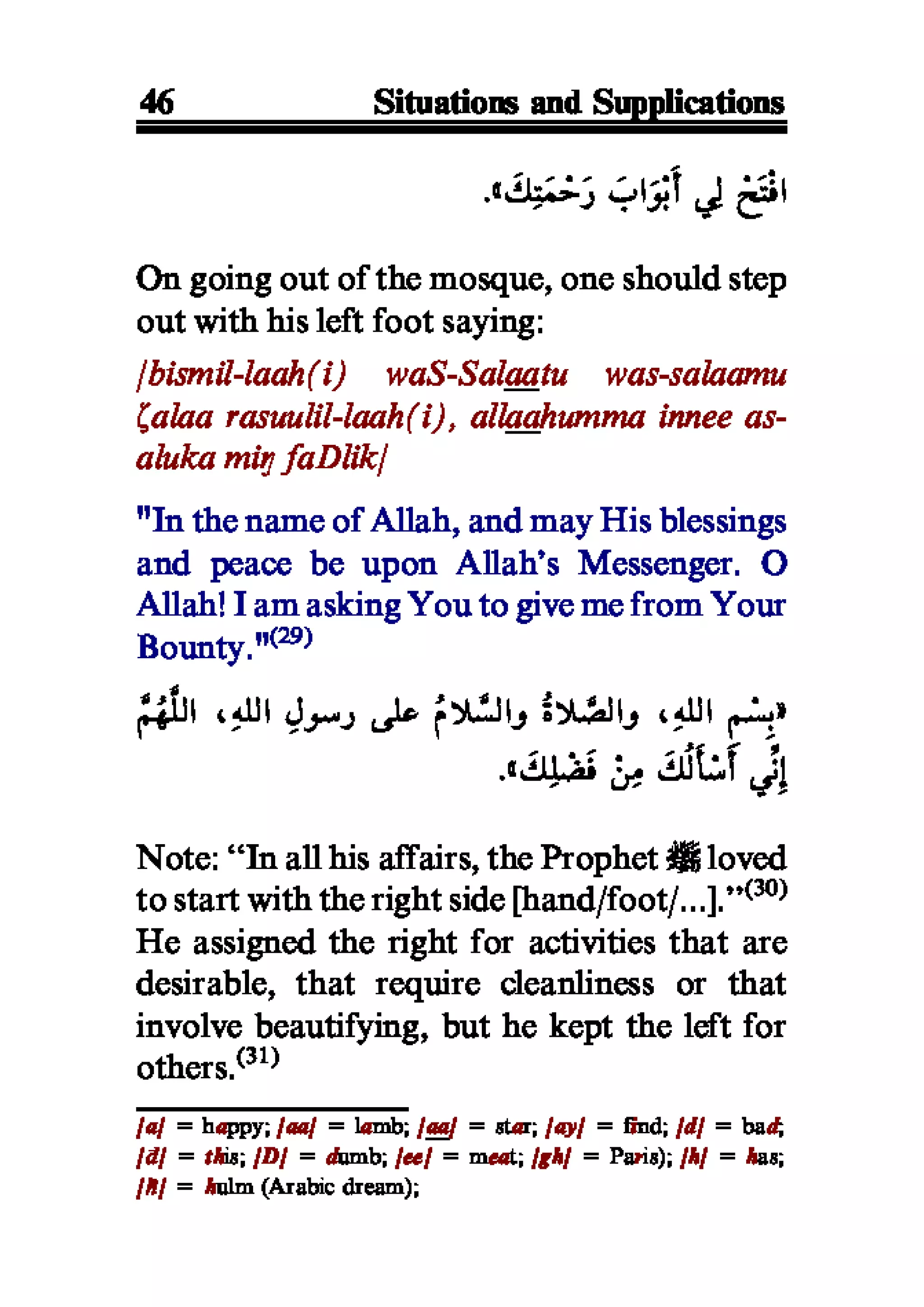 Selected adhkaar situations & supplications