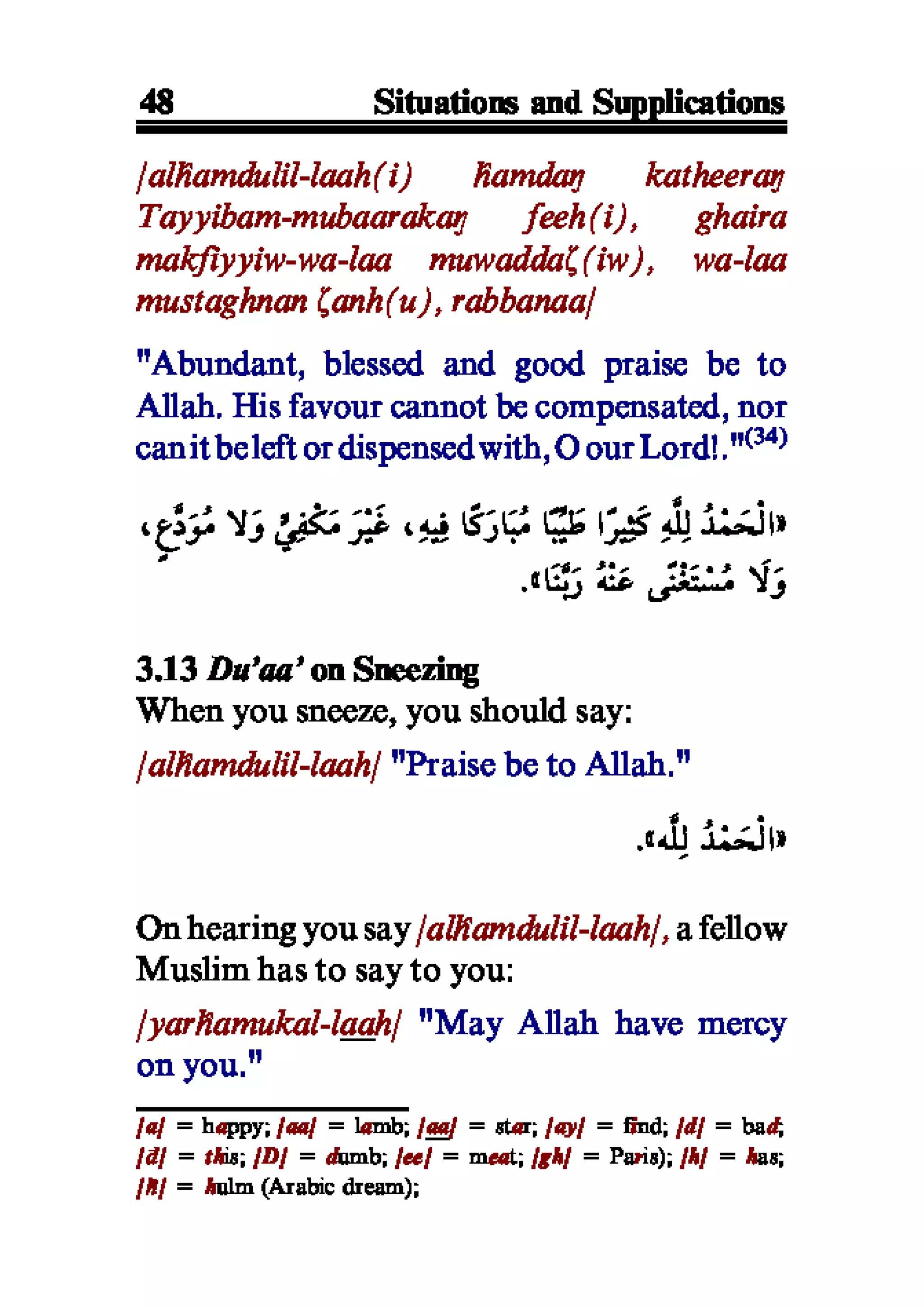 Selected adhkaar situations & supplications