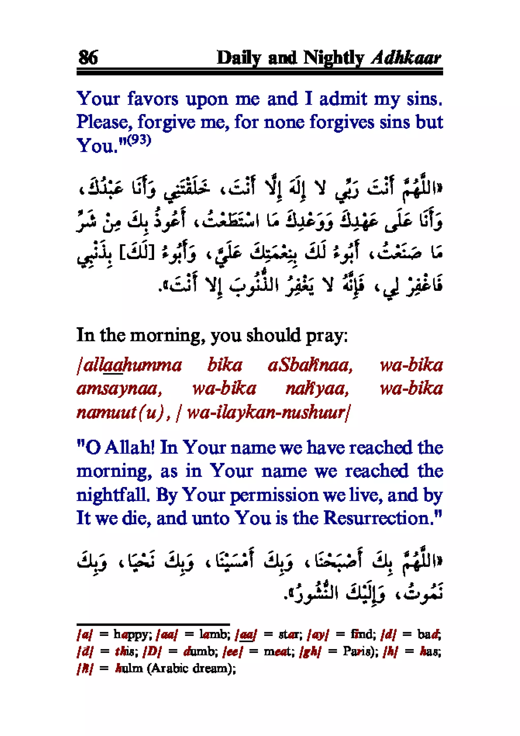 Selected adhkaar situations & supplications