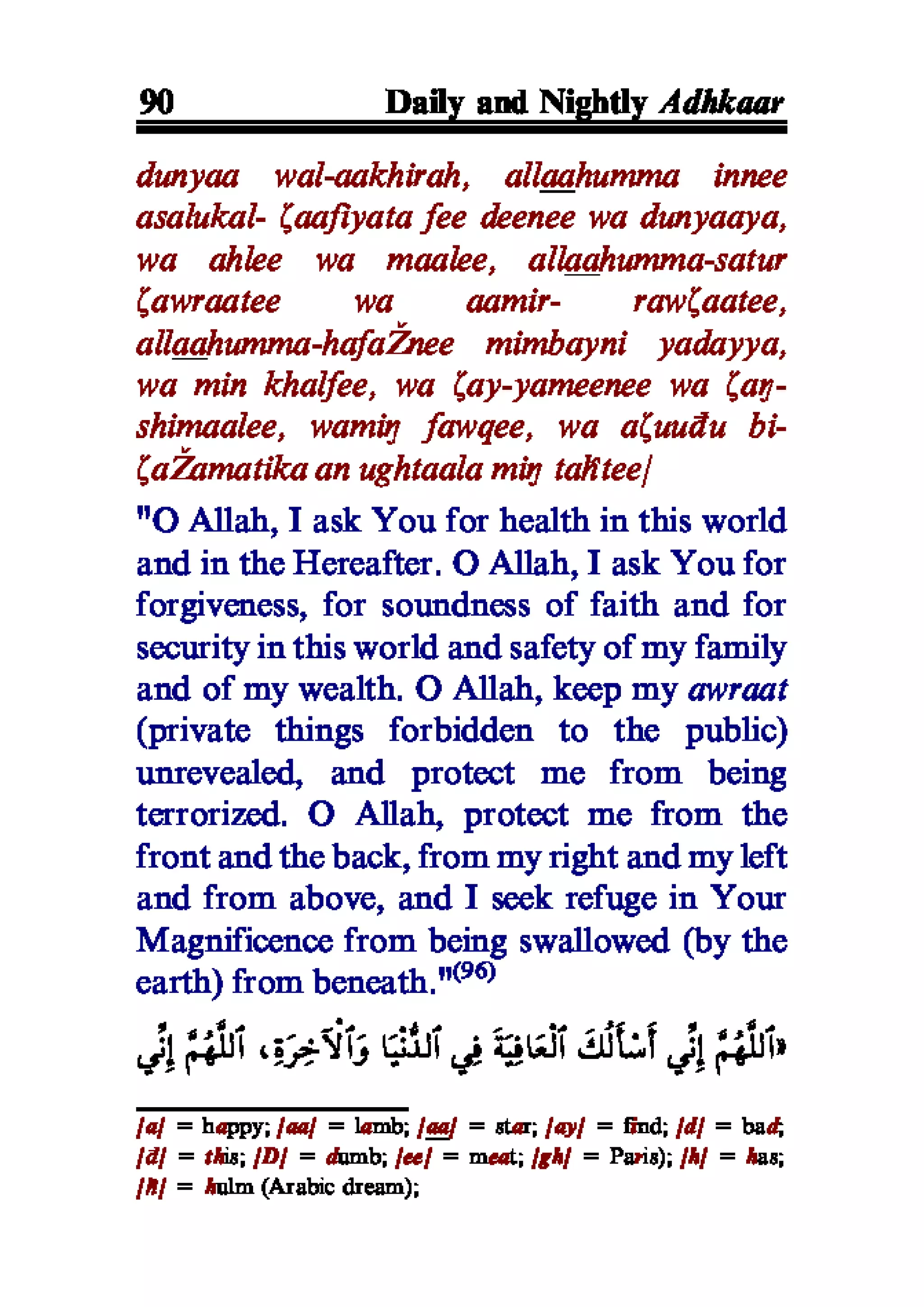 Selected adhkaar situations & supplications