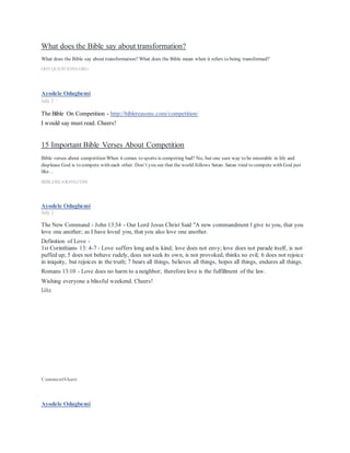 Want to See Things From God's Perspective? Take Off Your Shoes
It’s only when we die to ourselves that we can see things from God’s perspectiveand recognize His plans.
CHARISMAMAG.COM|BY TIERCE GREEN/FOR AUTHENTIC MANHOOD
Ayodele Odugbemi shared Afolabi Dollars's post.
August 30 ·
Afolabi Dollars with Arjun Paul and 42 others.
August 30 ·
GRACE and GOOD WORKS
Yes, we are saved by Grace through faith, not by WORKS.... "-Eph.2:8-9
The question here is what "works" was Paul telling the church in Ephesus about? Paul in theCONTEXT of this scripturewas
talking about the WORKS of THELAW! We are saved by Grace through faith and not by the WORKS of SELF
RIGHTEOUSNESS, simple!
There is no place in thebible that says we that are saved by grace should not do GOOD WORKS, which is different from the
WORKS of the law! As a matter of truth, most of the believers that quoteEph.2:8-9, always forget to quote verse 10 which says
"For we are God's workmanship, created in Christ Jesus TO DO GOOD WORKS, which God prepared in advance for us TO
DO".
Any gospel that says, once you are saved by grace, you are to do nothing but just fold your arms and believe, is another gospel,
and its a gospel of irresponsibility!
The KINGDOM gospelis a gospel of PRACTICALand RESPONSIBLE CHRISTianity, not idleness!
Christ Himself said to thosewho believe or are saved, that GREATER WORKS than theworks He did, we shall do!
Some believers, who have been grossly misrepresenting every scripturethat talk about "works" as pointing to only the works of
the law, really need to understand that the word "works" has about 5 or more different interpretations/meaning in thescriptures;
so, if the bible says "weare saved by grace through faith, not by WORKS..."Eph.2:8-9 ; "works" in this CONTEXT talks about
the works of the law, and we are not to live our lives by the works of self righteousness because we can never be justified
by/through them!
Also when thebible says "...faith without WORKS is dead"- Jam.2:26; "Works" in this CONTEXT talks about a corresponding
ACTion to our holy faith, which is different from "works" of the law mentioned in Eph.2!
 