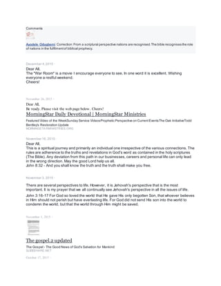 Kenneth Hagin Ministries
Rhema - Kenneth Hagin Ministries, Rhema Bible Training College, upcoming events, products, teachings and more. Find it all
here.
RHEMA.ORG
Ayodele Odugbemi
August 5 ·
Dear All, The Bible on Impersonation
Do have a nice day.
Satan's Final Deception
Satan has one final master deception that he is going to performupon the world. Here we reveal his final deception.
END-TIMES-PROPHECY.ORG
Like
Like
Love
Haha
Wow
Sad
Angry
CommentShare
 