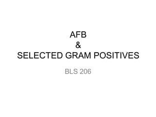 AFB
           &
SELECTED GRAM POSITIVES
        BLS 206
 