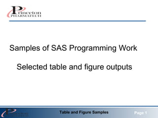 Samples of SAS Programming Work  Selected table and figure outputs Table and Figure Samples Page 1 