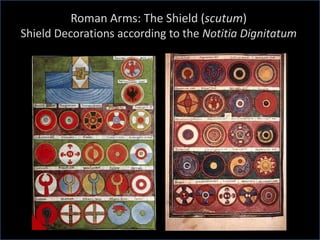 Roman Arms: The Shield (scutum)
Shield Decorations according to the Notitia Dignitatum
 