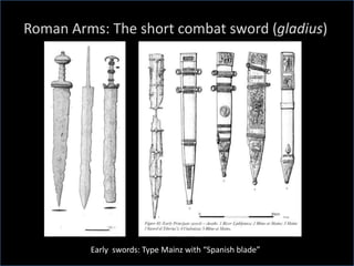 Roman Arms: The short combat sword (gladius)
Early swords: Type Mainz with “Spanish blade”
 