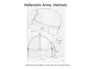 Hellenistic Army: Helmets
Hellenistic Helm from Melos, 2nd century BC: Berlin, Staatliche Museen
 