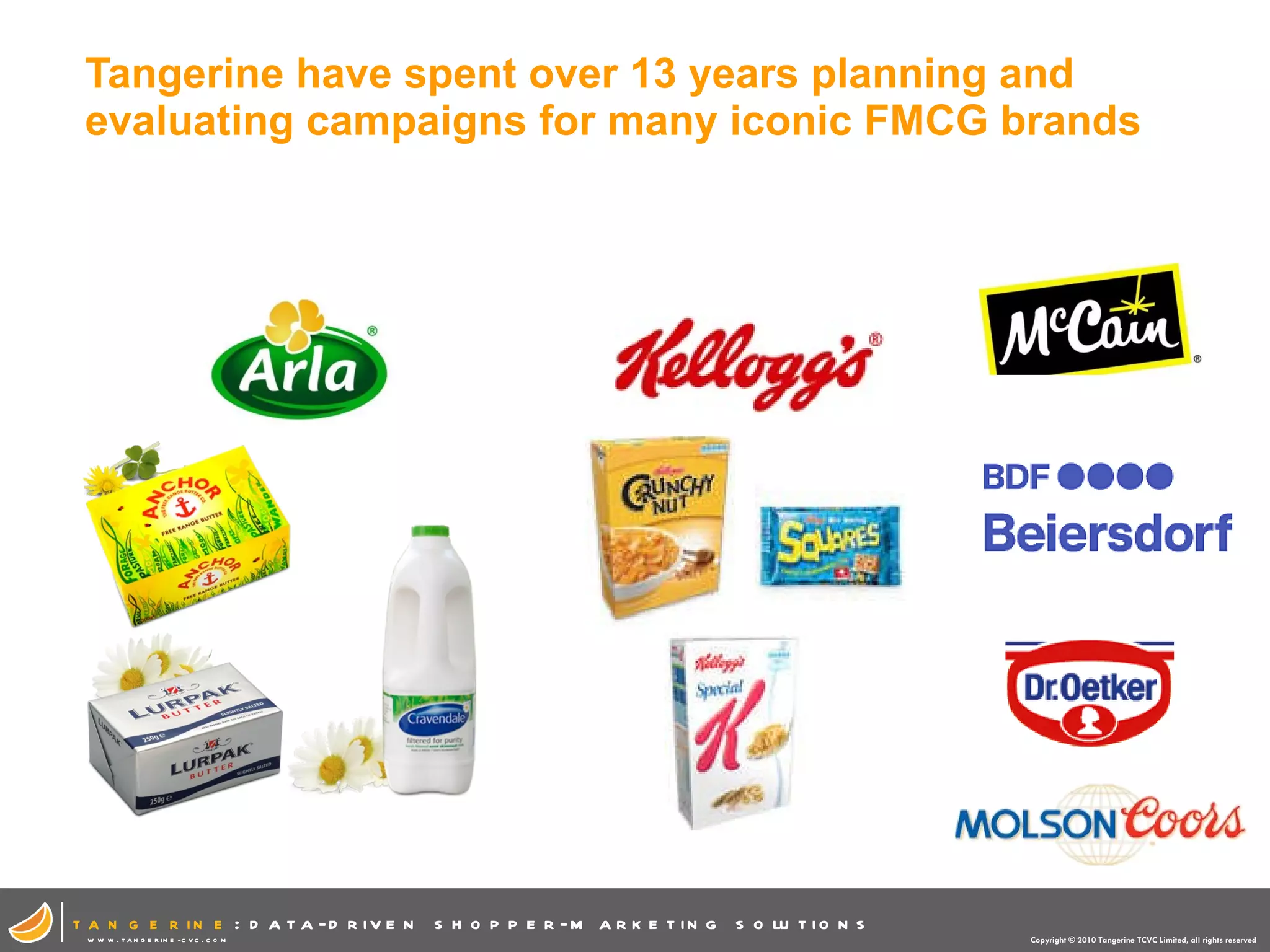 Tangerine have spent over 13 years planning and evaluating campaigns for many iconic FMCG brands 