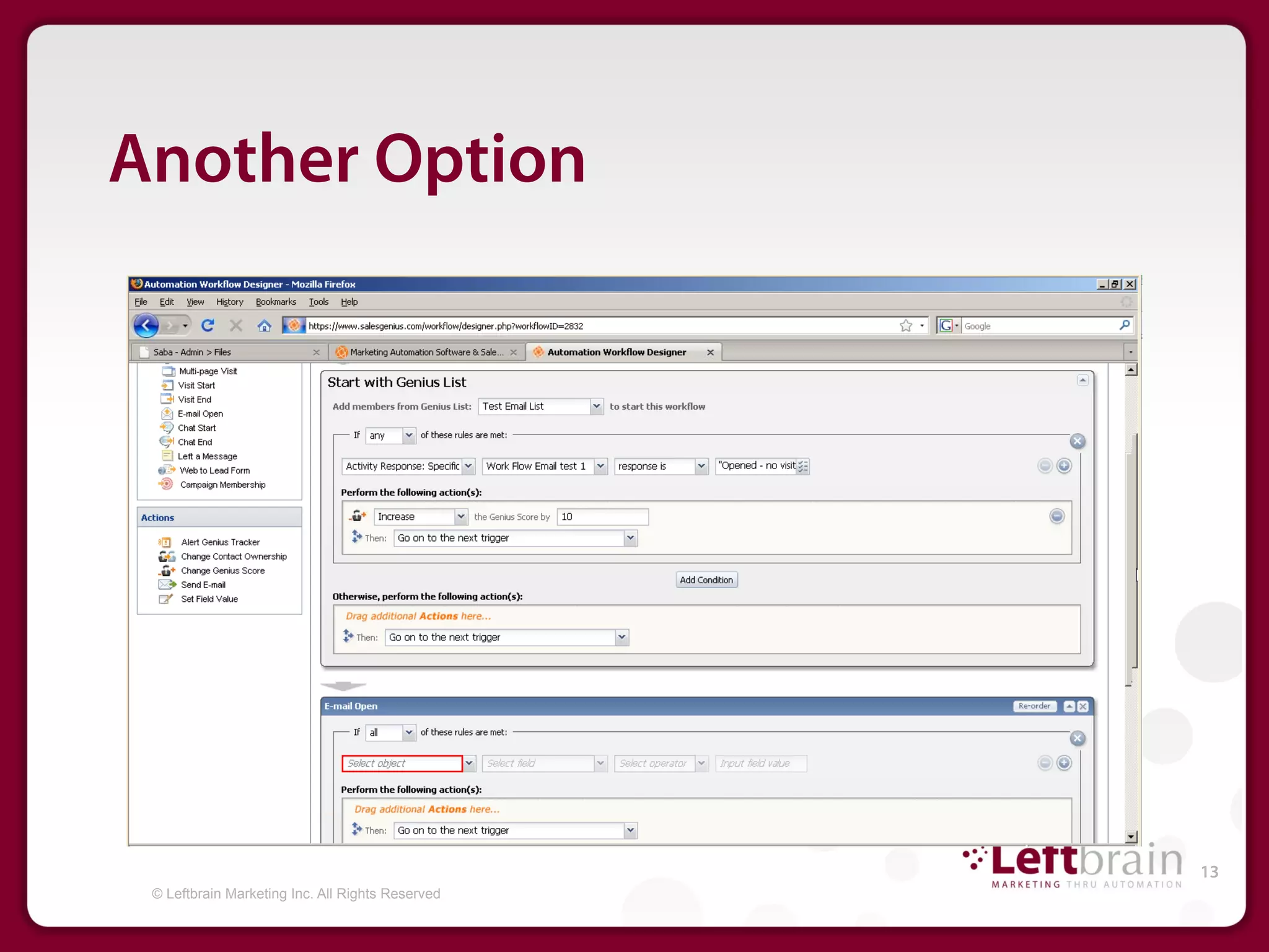 Another Option




                                                  13
 © Leftbrain Marketing Inc. All Rights Reserved
 