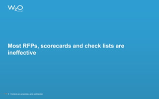 Most RFPs, scorecards and check lists are
ineffective
5 Contents are proprietary and confidential.
 