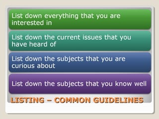 Selecting a topic | PPT