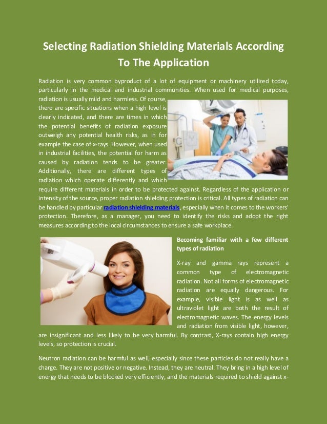 Selecting Radiation Shielding Materials According To The Application