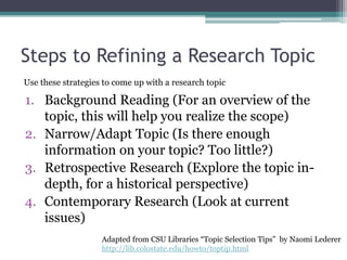 Selecting a Research Topic | PPTX