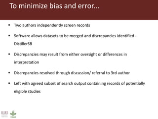 Selecting eligible studies