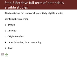 Selecting eligible studies