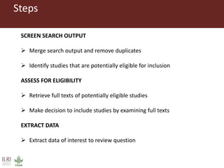 Selecting eligible studies