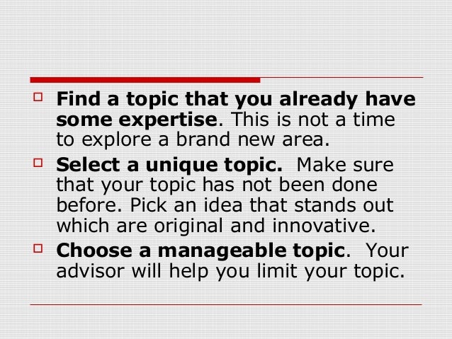 How to choose a topic of thesis