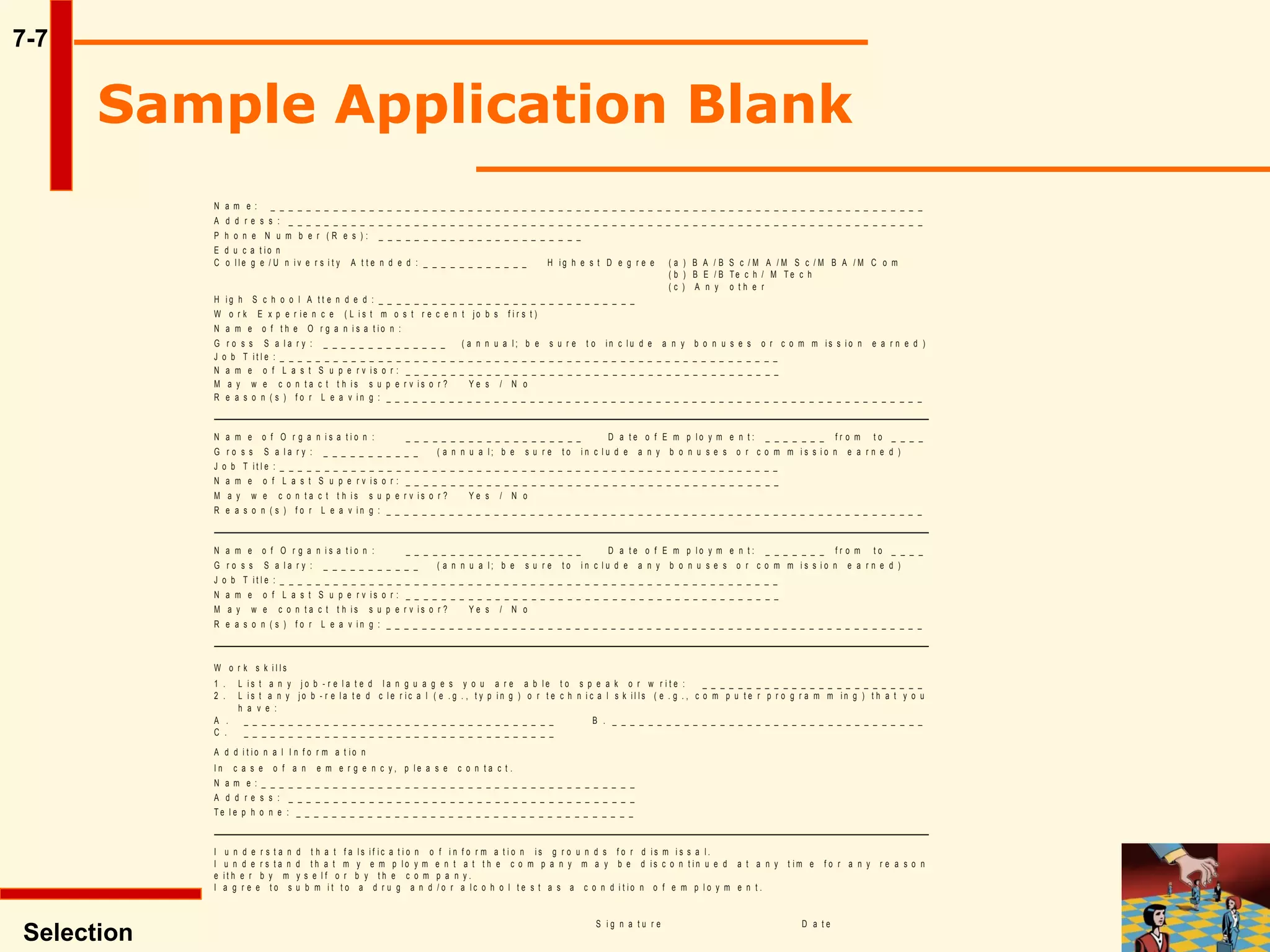7-7 Selection Sample Application Blank   