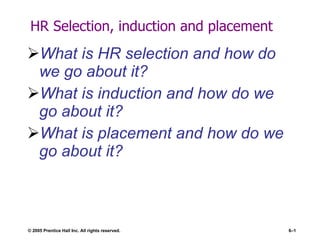 HR Selection, induction and placement  ,[object Object],[object Object],[object Object]