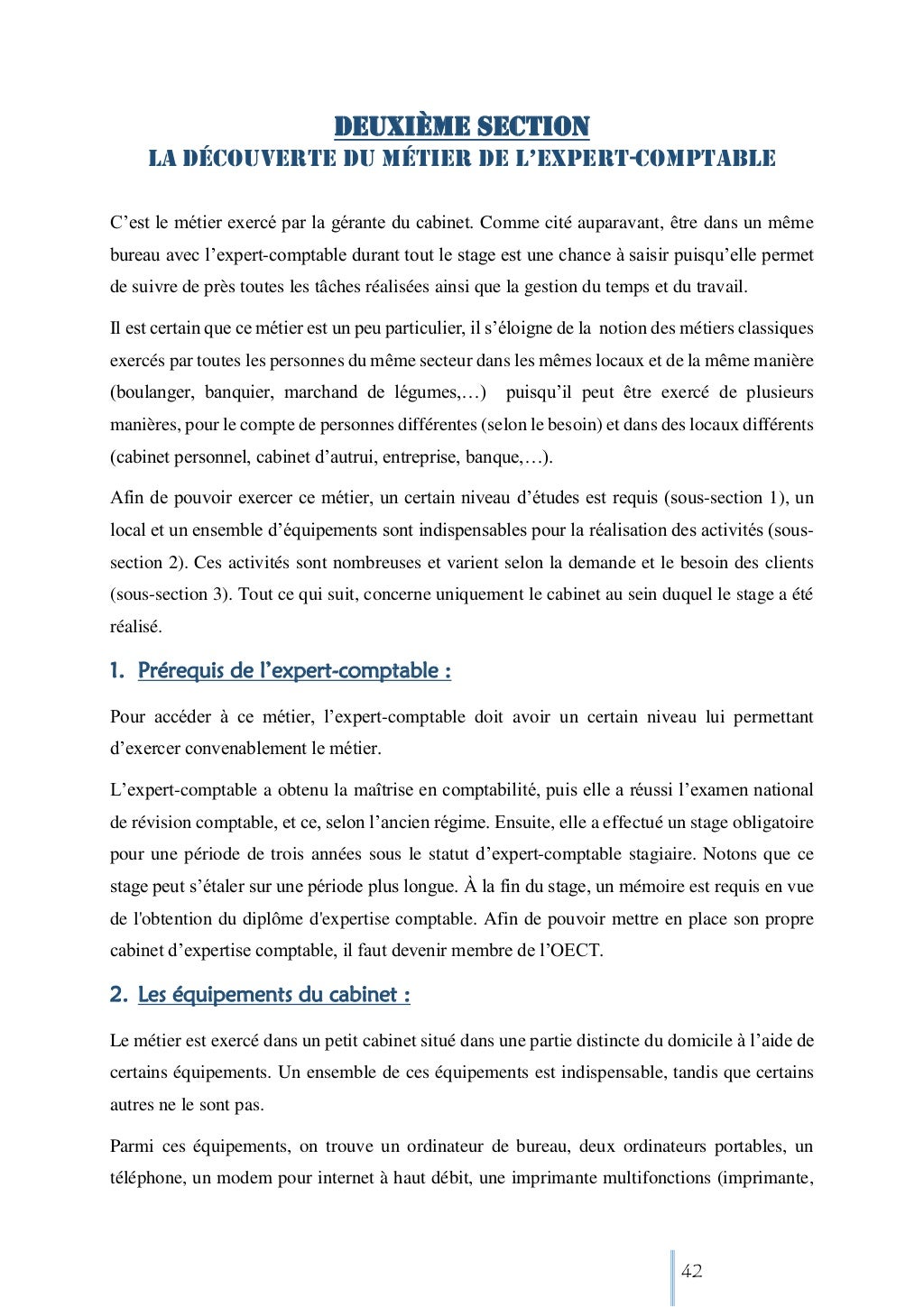 Rapport de stage Comptabilité + Sujet Les compétences et les actions…