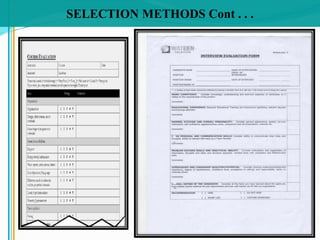 SELECTION METHODS Cont . . .
 