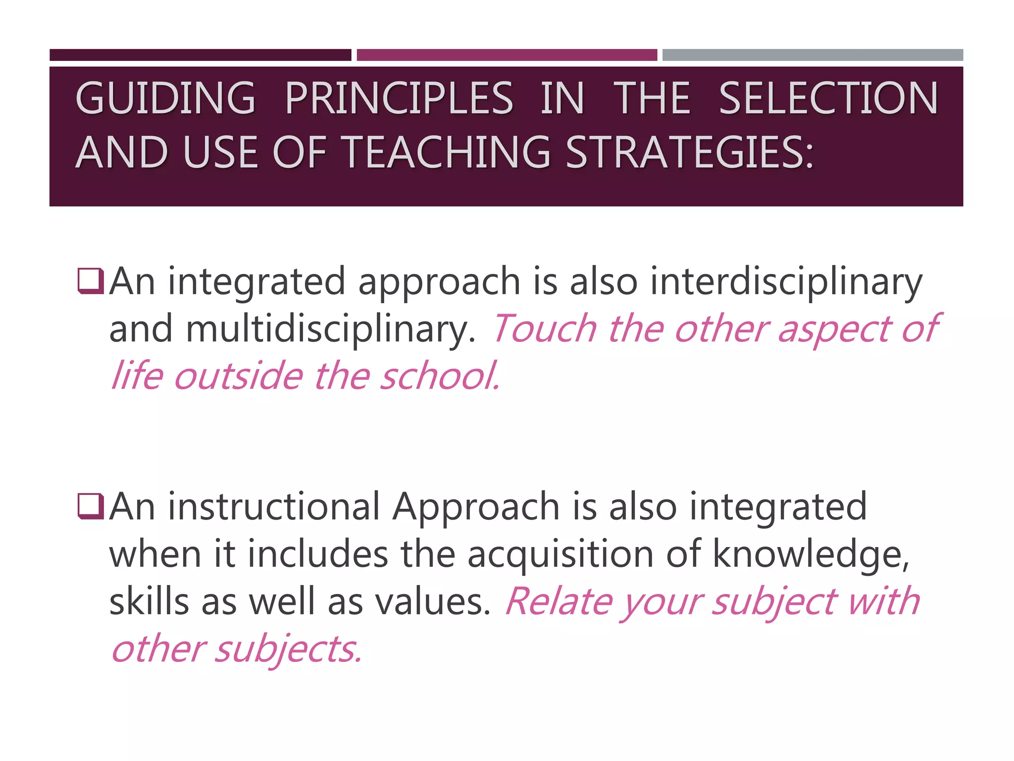 Selection and Use of Teaching Strategies | PPTX