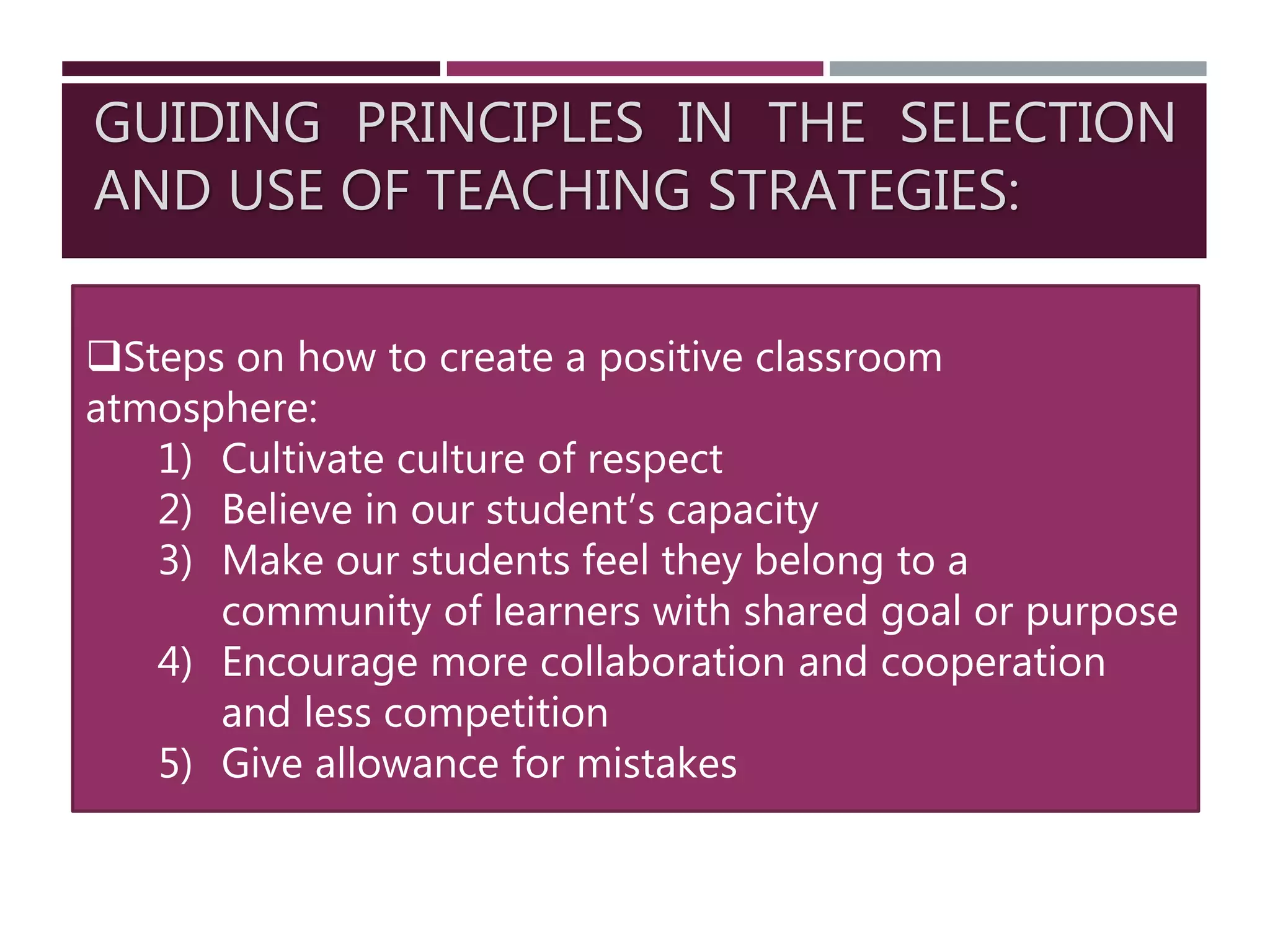 Selection and Use of Teaching Strategies | PPTX