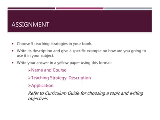 Selection and Use of Teaching Strategies | PPTX