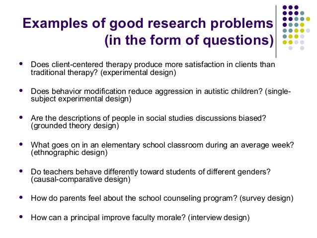 examples of research problems in education