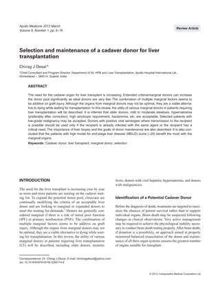 Possible Program Risks Slide Selection and maintenance of a cadaver donor for liver transplantation ...