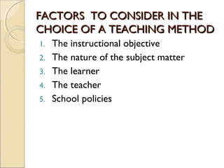 Selection and Use of Teaching Strategies | PPT